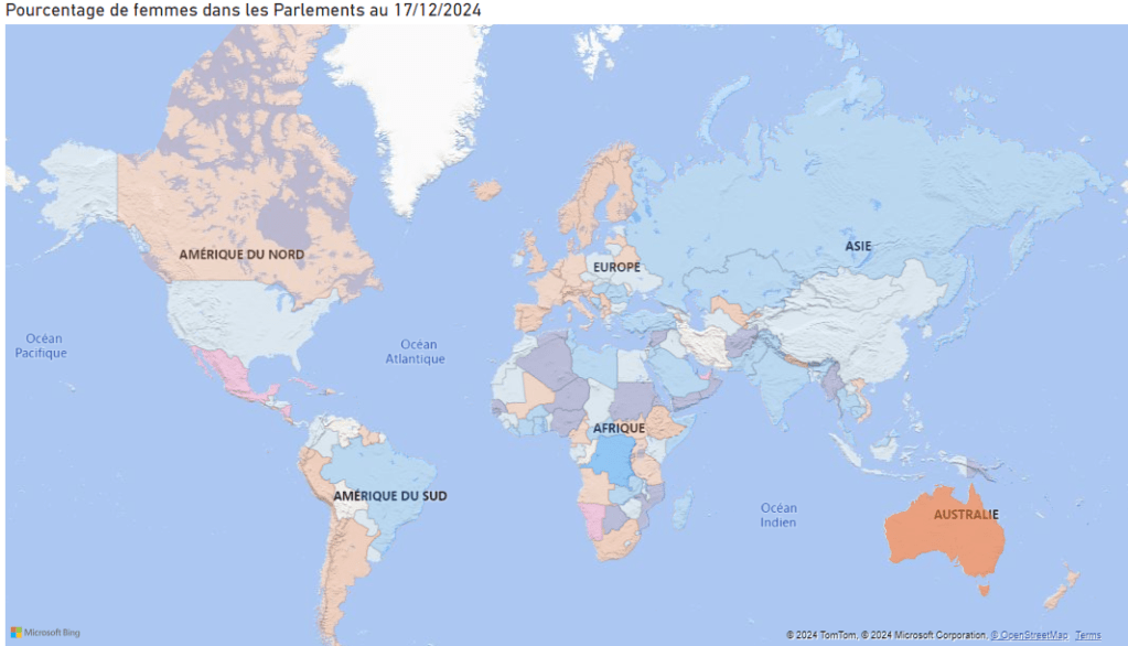 Pourcentage de femmes dans les Parlements au 17/12/2024