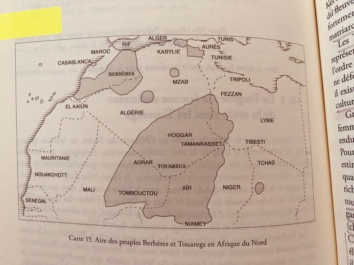 Carte de l'aire des peuples Berbères et Touaregs en Afrique du Nord